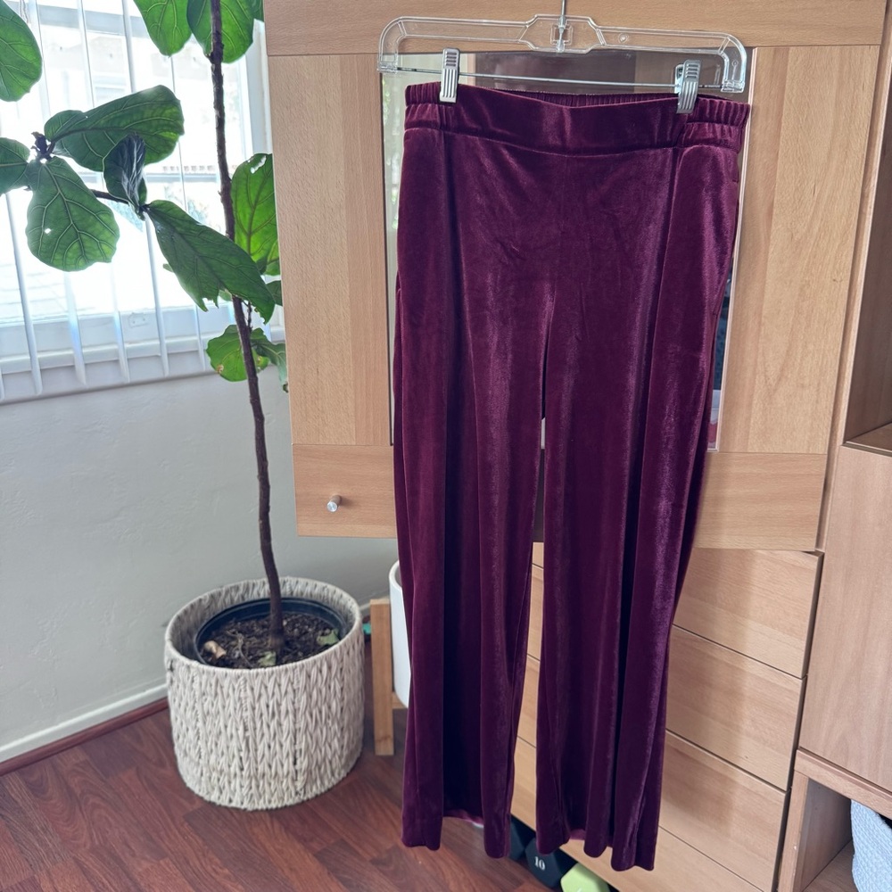 Old Navy Deep Red Velvet Wide Leg Pants